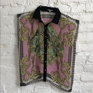 Sheer printed sleeveless top